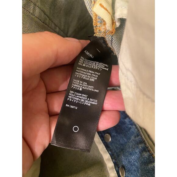 Amiri Scarves Art Patch Skinny Distressed Denim Jeans Size 38 x 31 - Picture 8 of 10